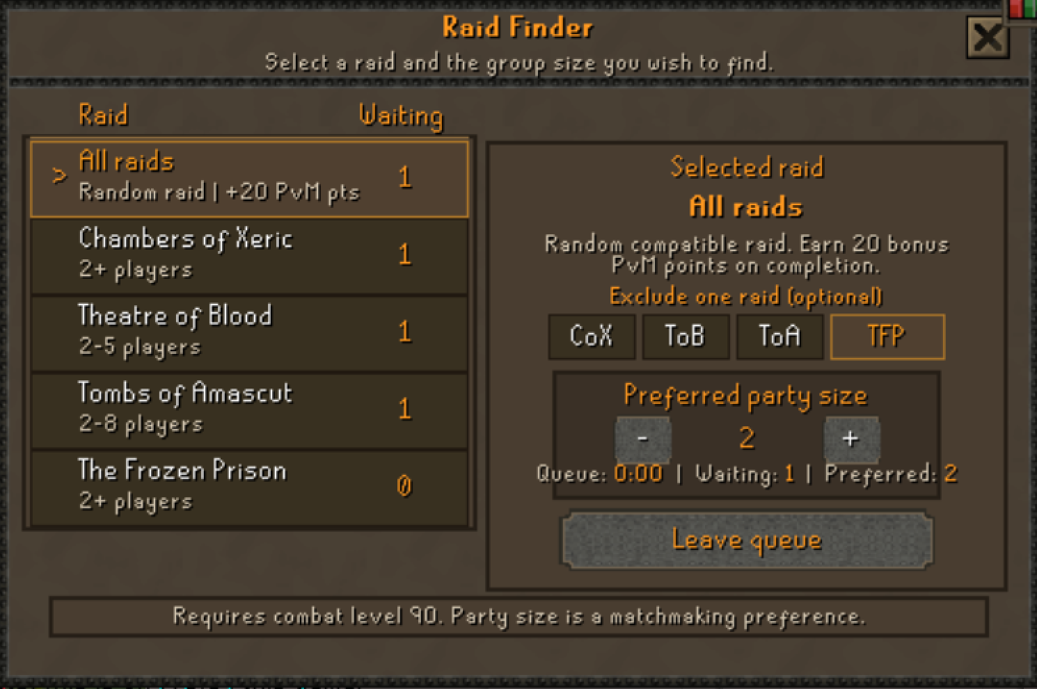 Raid Finder matchmaking interface